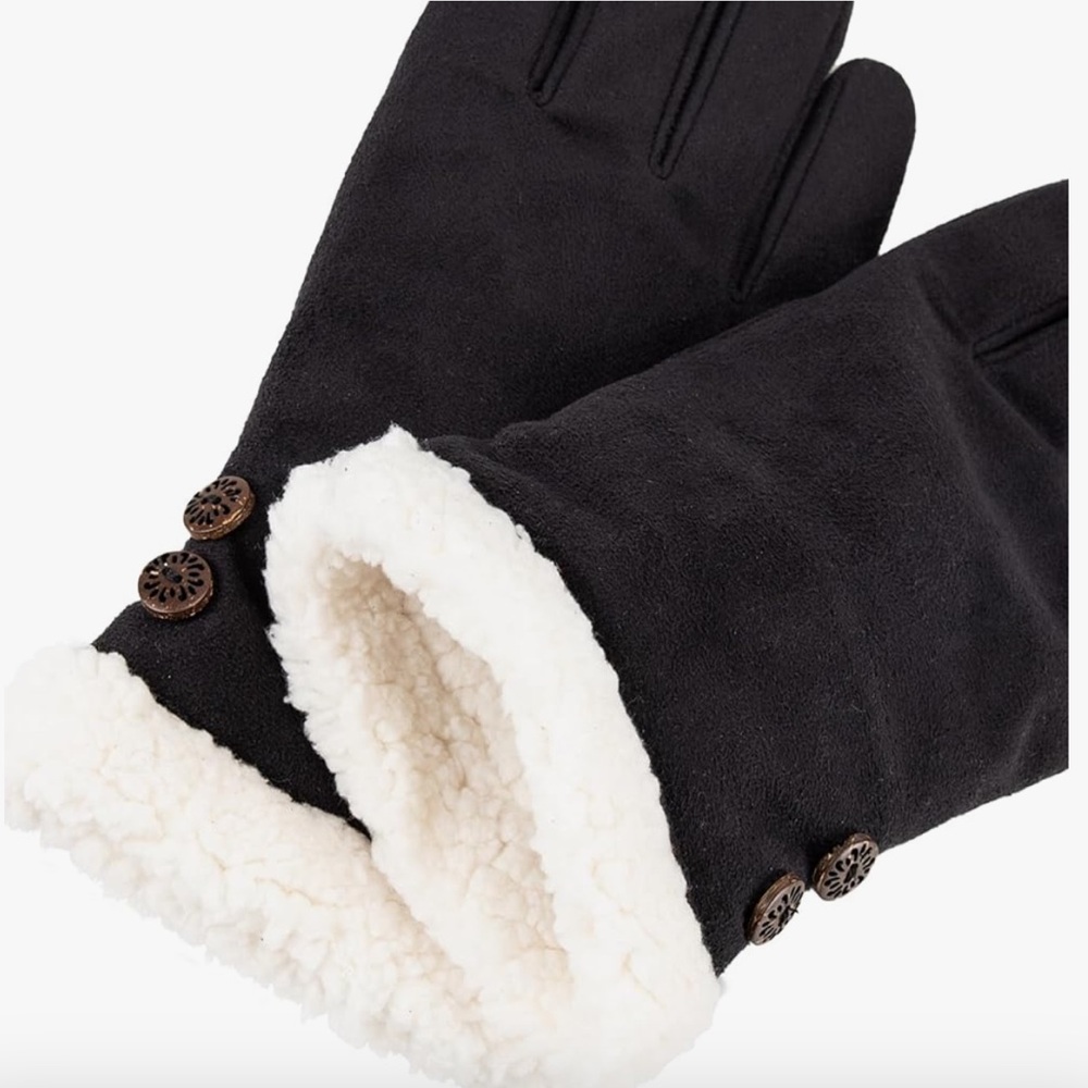 NWT Isotoner Water Repellent Microsuede Touchscreen Sherpa Lined Gloves L/XL - Picture 2 of 8